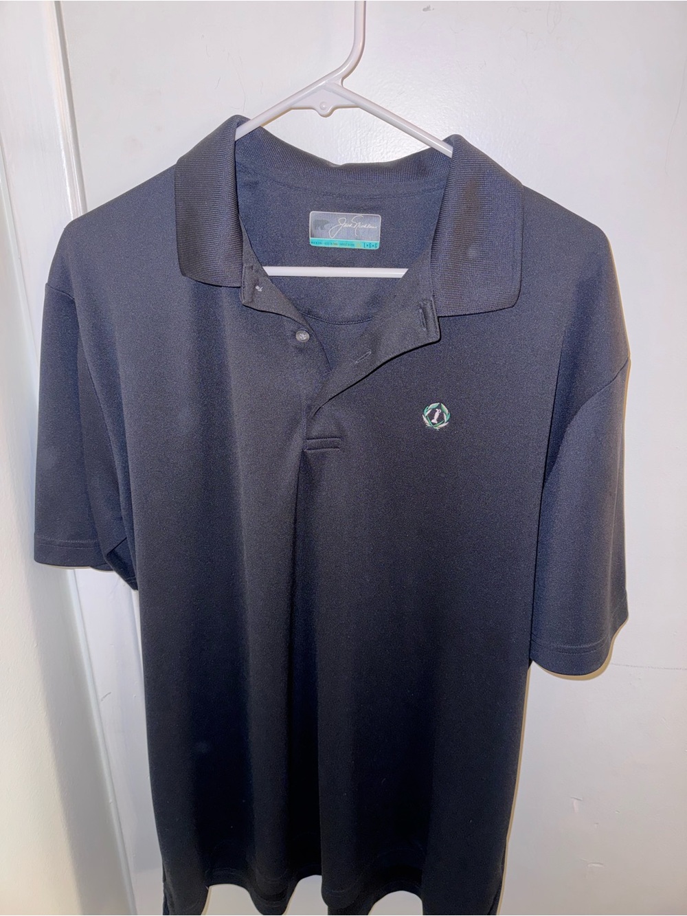 Nicklaus Men's Large Black Performance Golf Polo Shirt Bear Logo